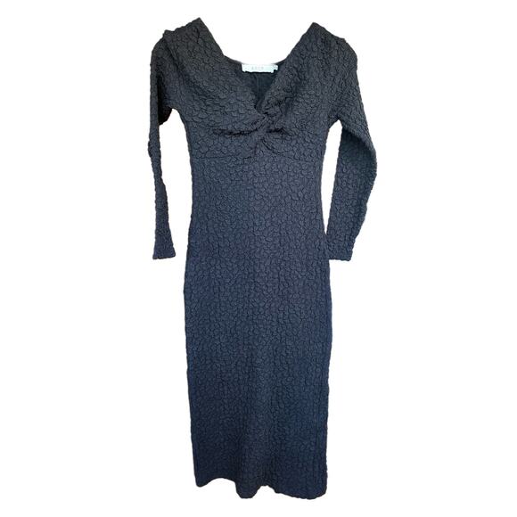 ASTR The Label Women's Black Midi Textured Dress - Picture 3 of 7